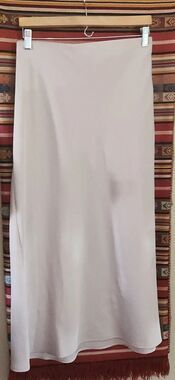 A NEW DAY Cream Skirt A-Line Midi Elastic Waist W Side Slit